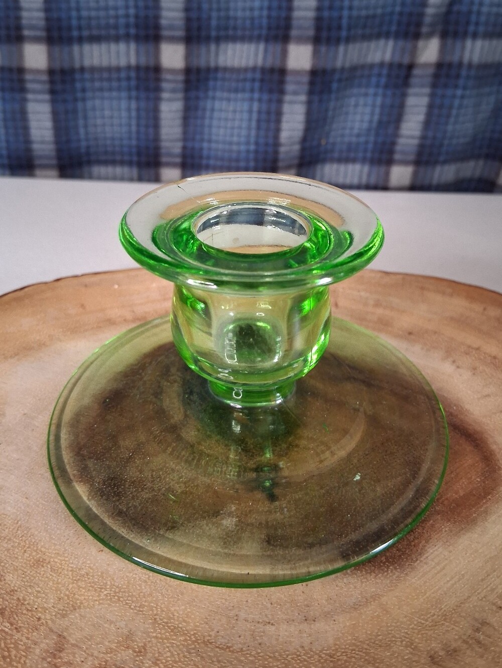 Set of 2 Vintage Uranium Glass Candle Holder - Vibrant Green